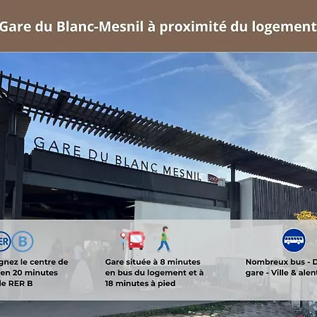 T2 Moderne Proche Paris, Cdg, Parc Expo&parking Privé